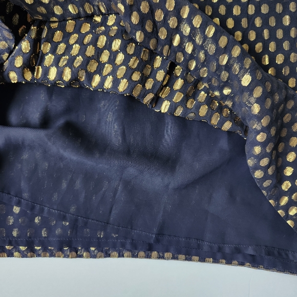 French Connection Mini Dress Tunic Black Gold Polka Dot Size 8 Short Sleeve Fun - Picture 11 of 16